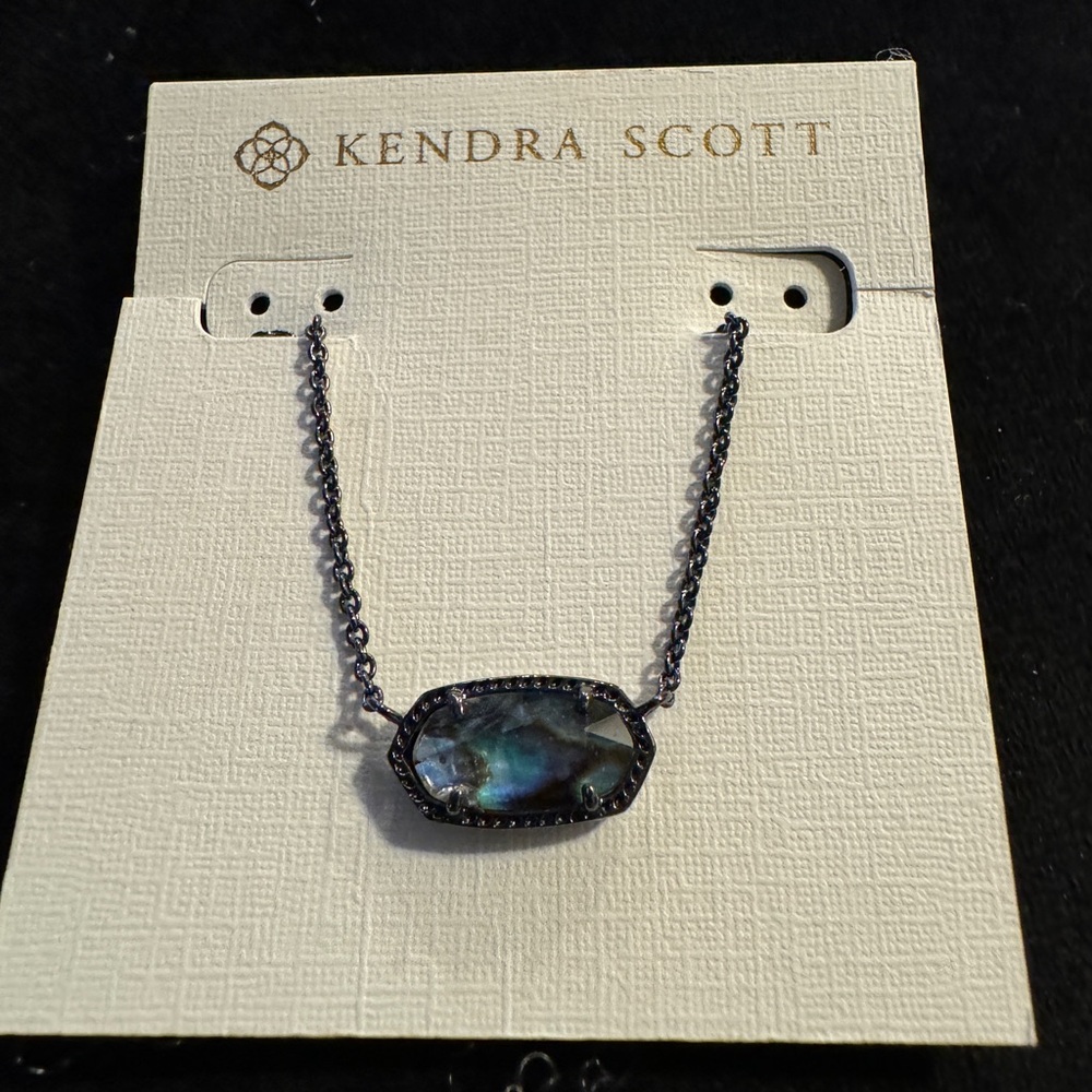 Abalone necklace with gunmetal frame and chain